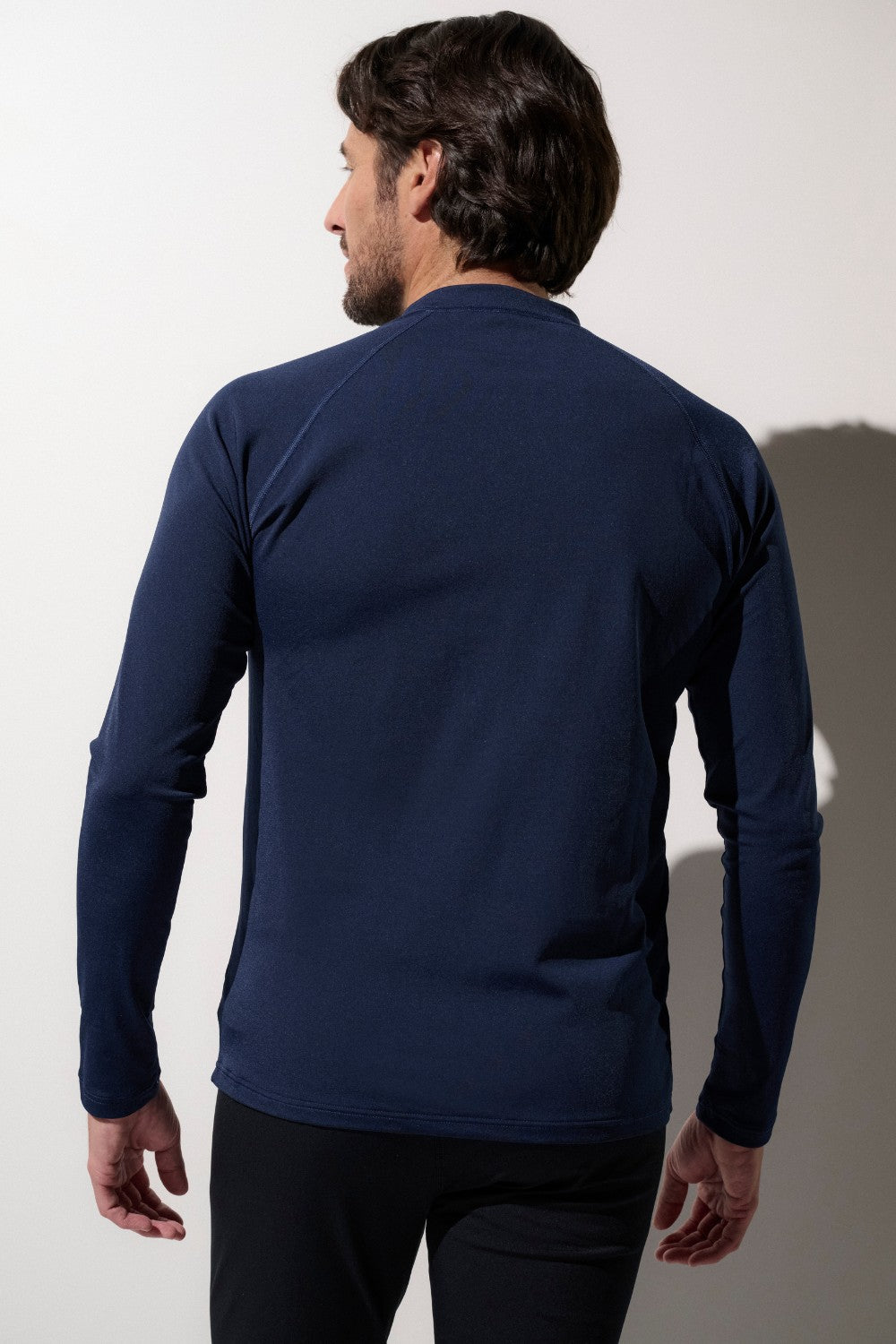 Veste de bain anti-UV pour homme, en bleu, avec zip intégral et manches longues, certifiée UPF 50+.