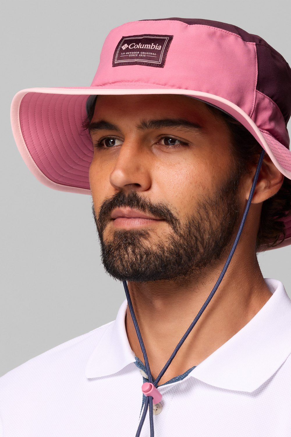 Chapeau anti-UV - Broad Spectrum II Booney rose pour homme, protection solaire UPF 50+ avec lanière réglable.