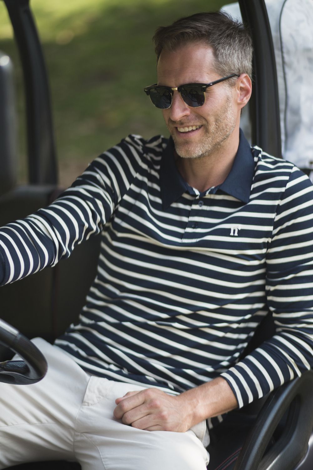 Polo anti-UV manches longues homme Mariniere Bleu Nuvées - KER SUN