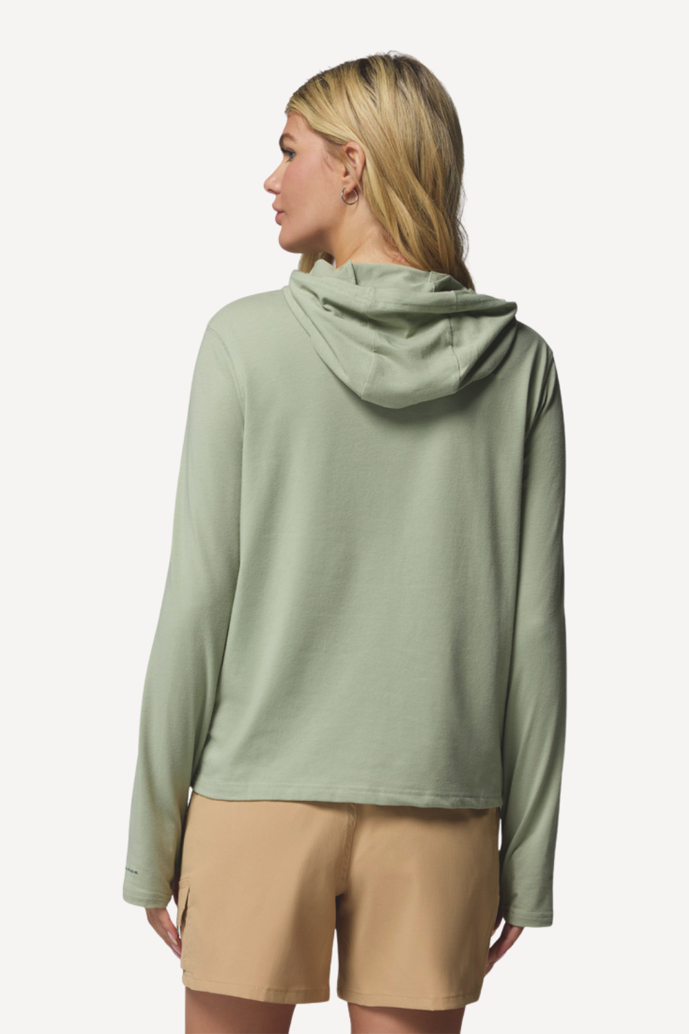 Sweat-shirt anti-UV vert clair pour femme, coupe décontractée avec capuche, idéal pour la protection solaire UPF50+.