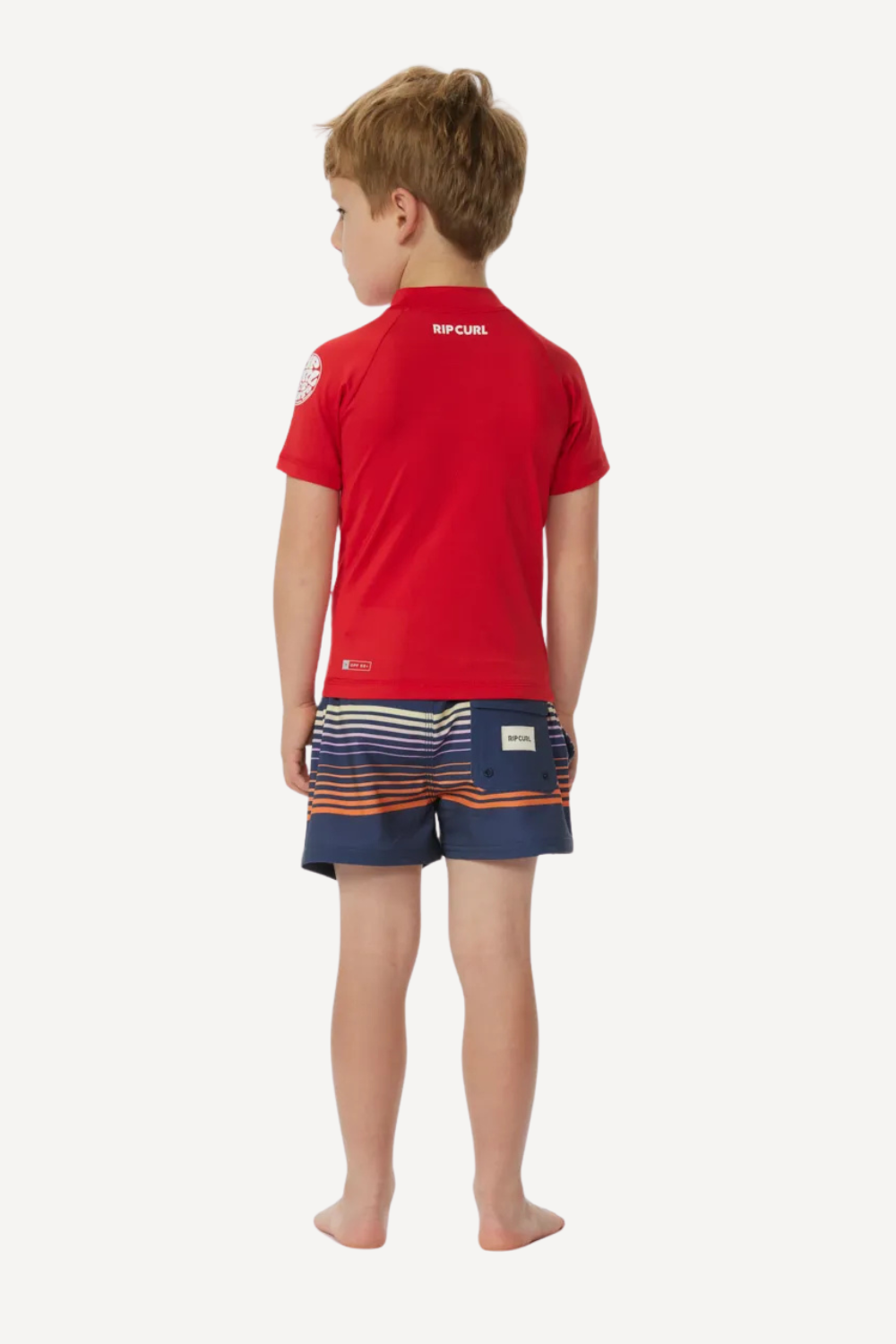 T-shirt de bain anti-UV rouge pour garçon, léger et respirant, avec protection solaire UPF 50+.