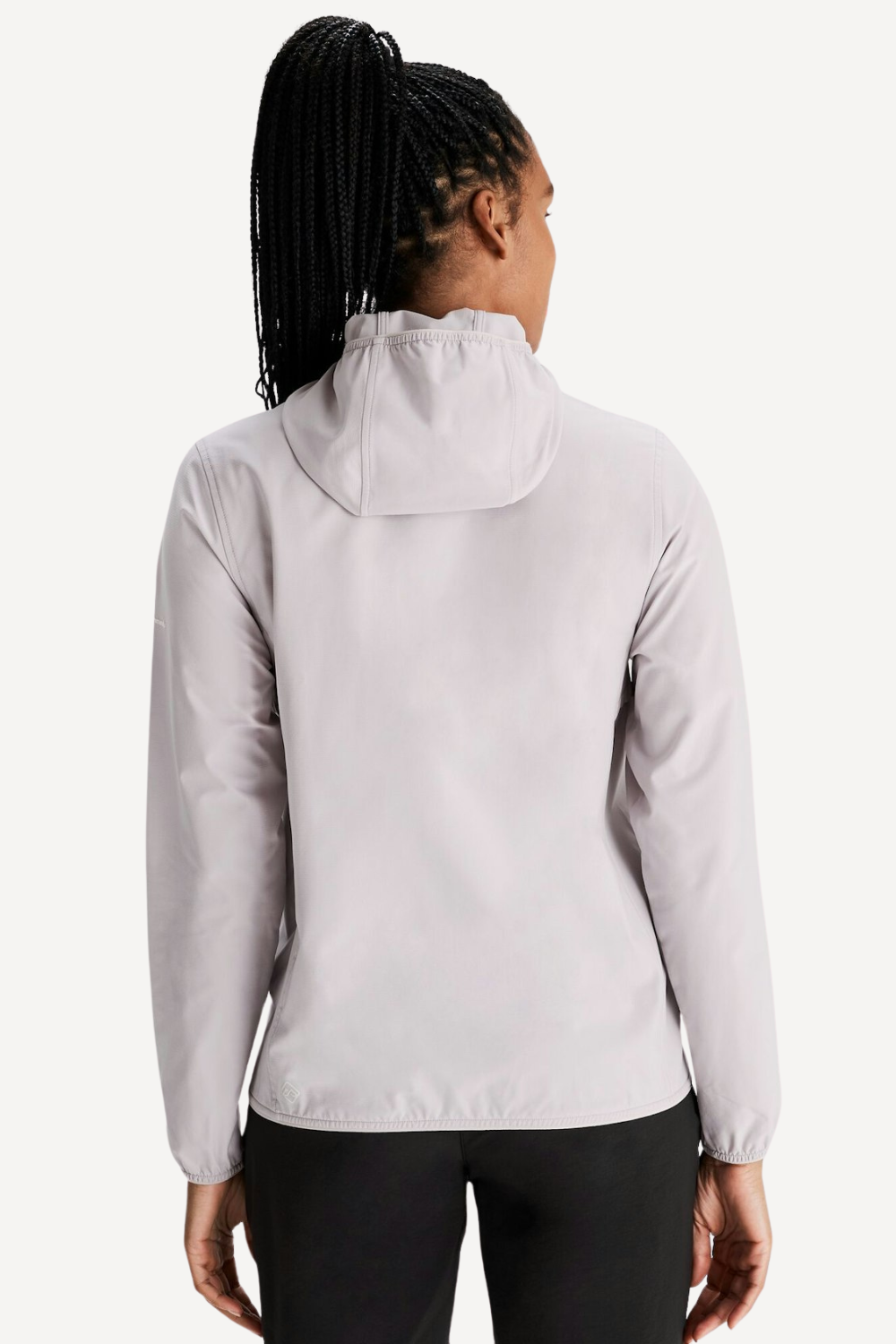 Veste anti-UV femme, légère et respirante, couleur gris clair, idéale pour randonnées au soleil avec tissu UPF 50+.