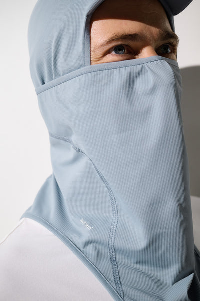 Cagoule visière anti-UV Ventoux légère et respirante pour homme, couleur bleu, offrant protection solaire UPF 50+.