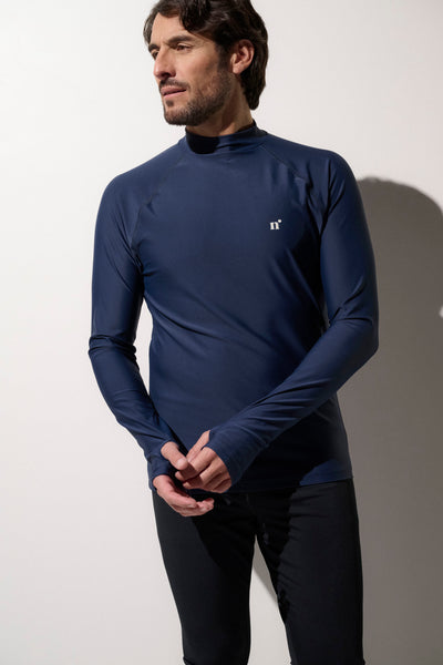 T-shirt de bain anti-UV bleu pour homme, respirant et léger, UPF 50+, parfait pour les activités aquatiques.