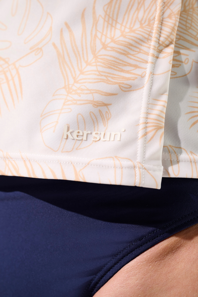 Veste de bain anti-UV - Capri, femme, manches longues, design floral, protection solaire UPF 50+, marque Ker Sun.