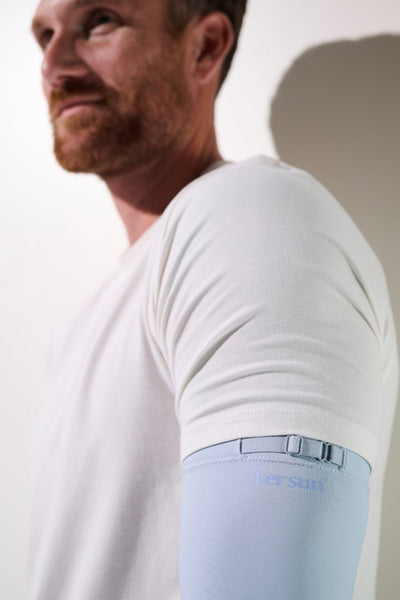 Manches anti-UV - Gobi pour homme, couleur bleu clair, offrant protection solaire UPF 50+ et confort.