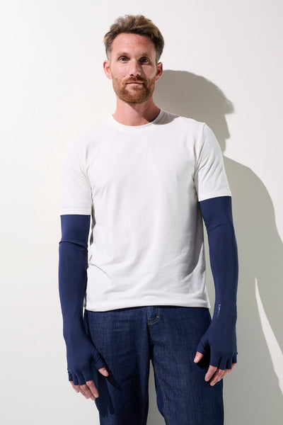 Mitaines à manches anti-UV - Mojave pour homme, en bleu marine, UPF 50+, idéales pour activités en extérieur.