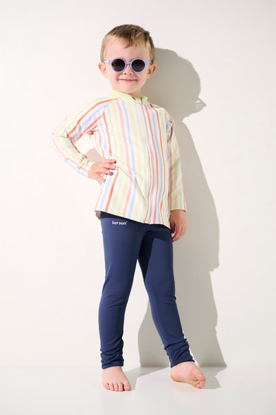Veste de bain anti-UV - Fidji rayée avec manches longues pour enfant, protection solaire UPF 50+.