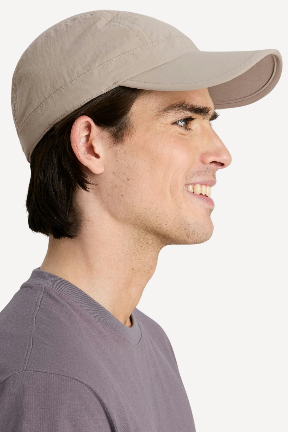 Casquette anti-UV beige UPF 50+ pour homme, légère et idéale pour protéger du soleil au quotidien.