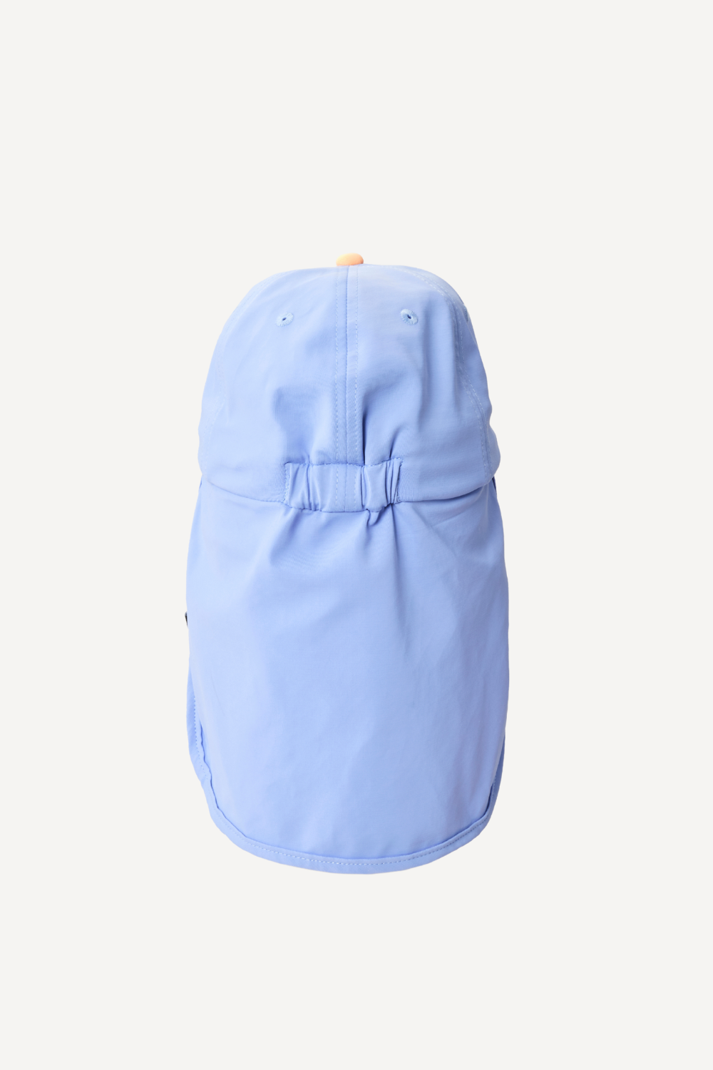 Chapeau de bain anti-UV bleu clair pour enfant, protection solaire UPF 50+ avec rabat arrière pour plages.