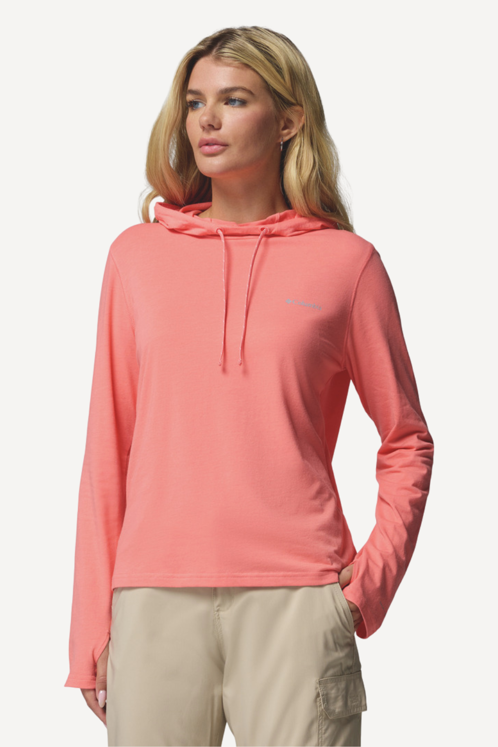 Sweat-shirt anti-UV rose pour femme, coupe décontractée et protection solaire UPF 50+, idéal pour les sorties ensoleillées.
