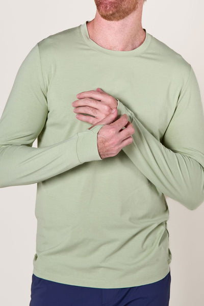 T-shirt anti-UV vert léger pour homme, respirant et confort, certifié UPF 50+ pour protection solaire quotidienne.