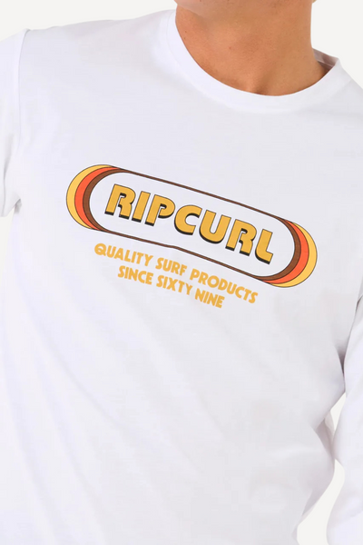 T-shirt anti-UV blanc à manches longues Rip Curl, conçu pour un confort optimal pendant les activités nautiques.