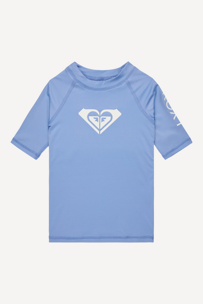 T-shirt de bain anti-UV bleu clair pour enfant, léger, UPF 50+, parfait pour les activités aquatiques.