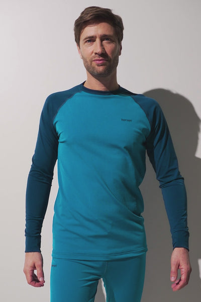 T-shirt de bain anti-UV - Moorea pour homme, couleur turquoise, manches longues, léger et respirant.